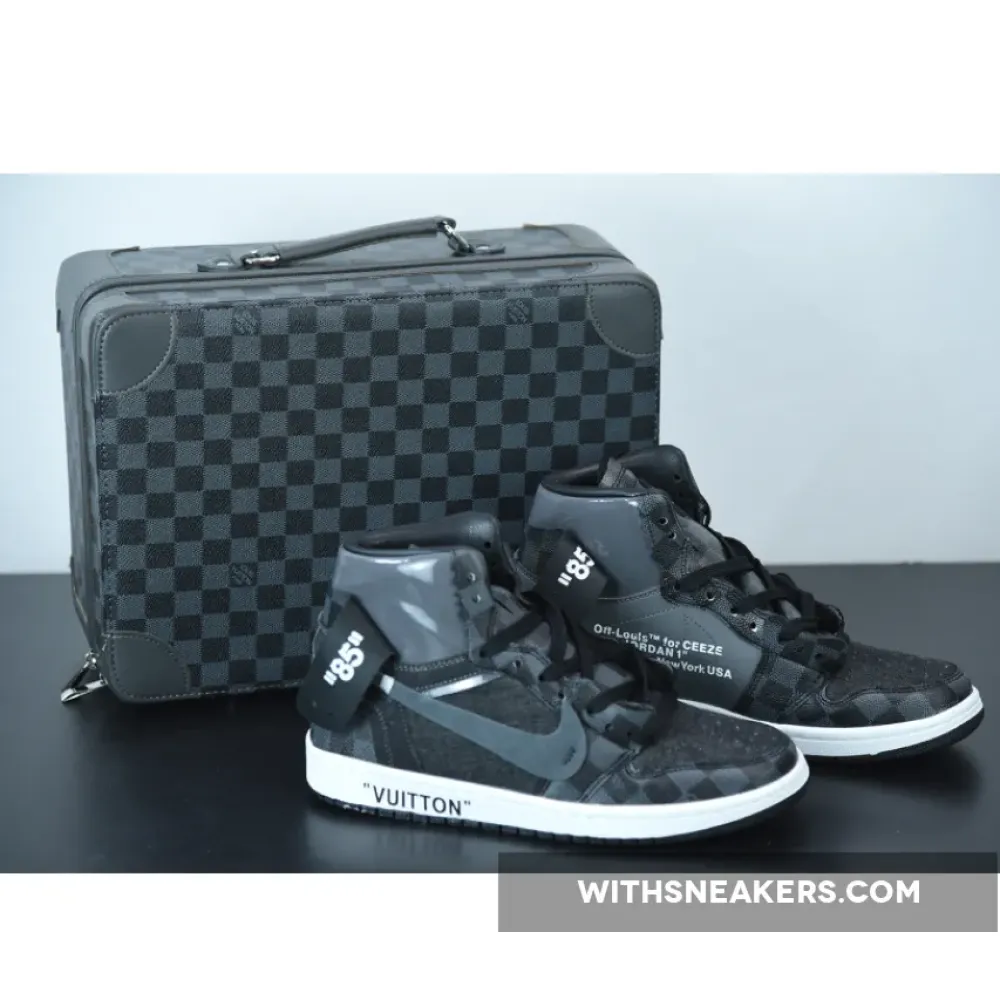 Custom Black Checkerboard OFF–WHITE x Air Jordan 1 by Ceeze