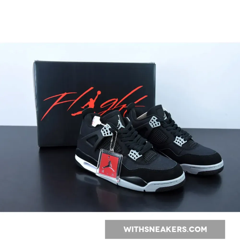 Air Jordan 4 Black Canvas Black/Light Steel Grey/White/Fire Red DH7138-006