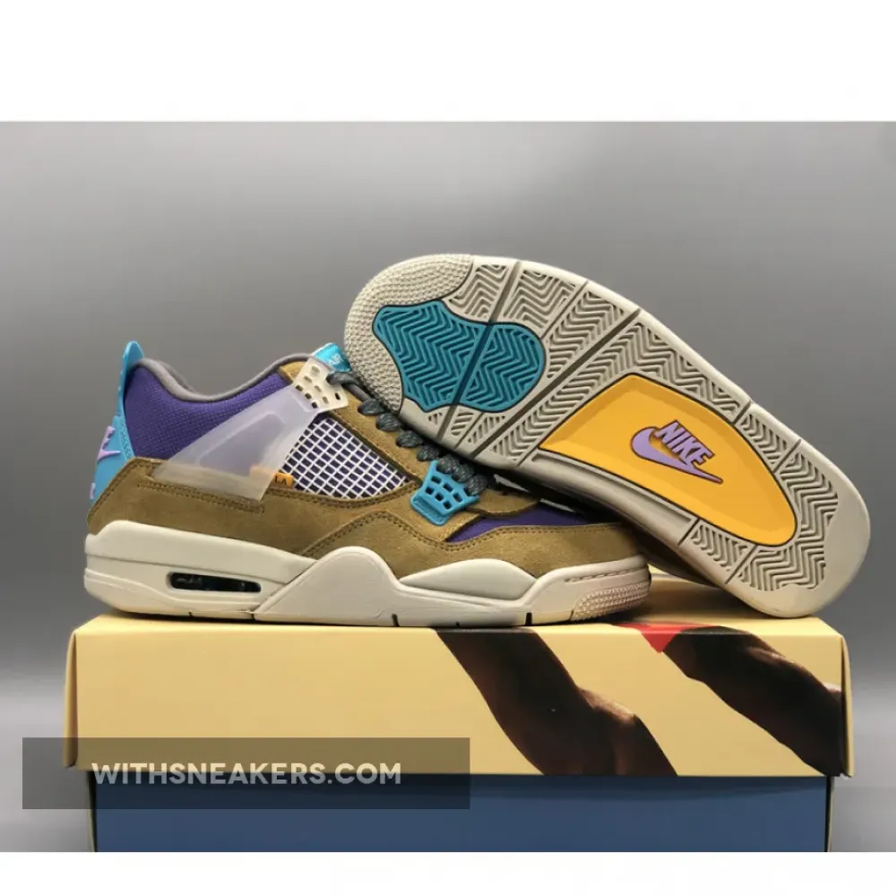 Union Air Jordan 4 - Desert Moss/Turquoise Blue/Purple DJ5718-300