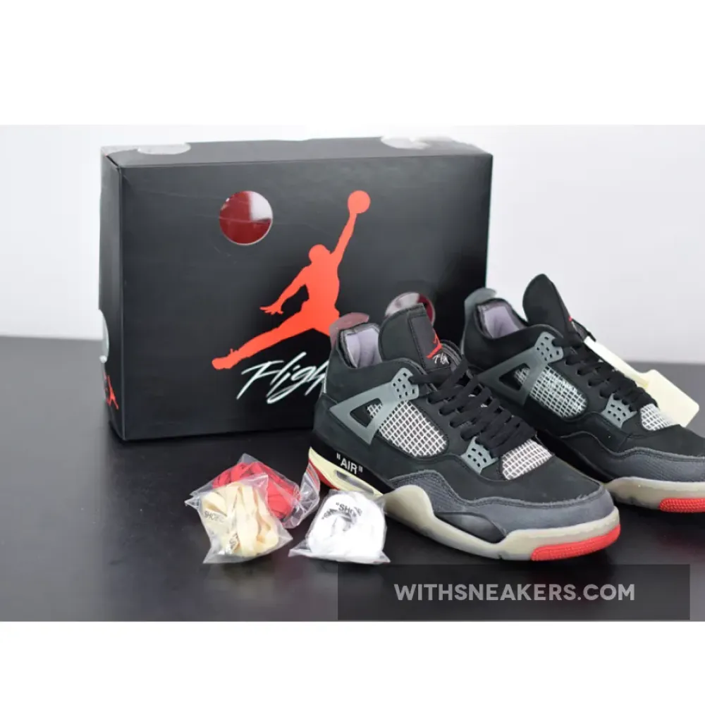 Air Jordan 4 Off-White Bred Black/Red/Grey