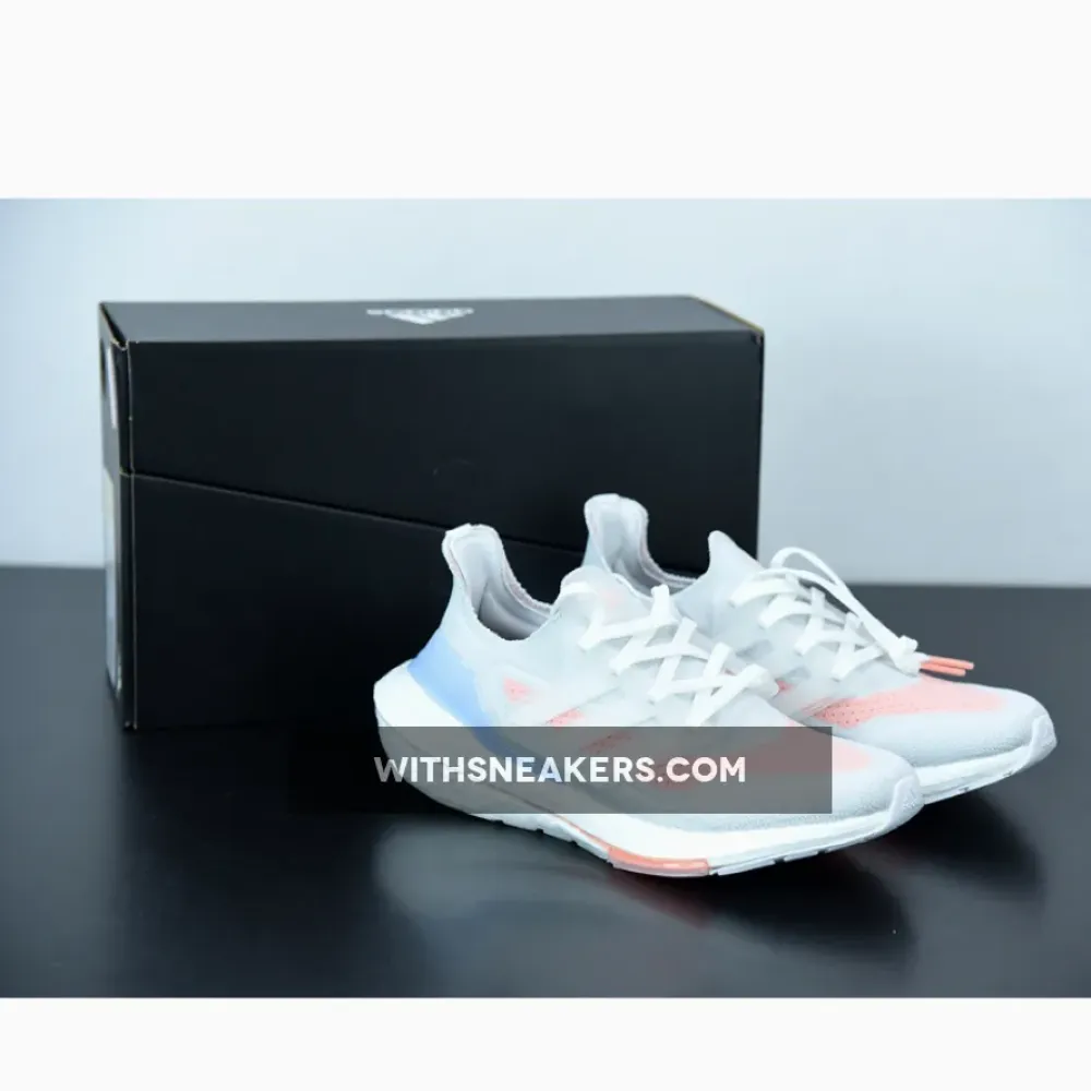 Adidas UltraBoost 21 White Glow Pink Grey/Pink/Blue FY0396