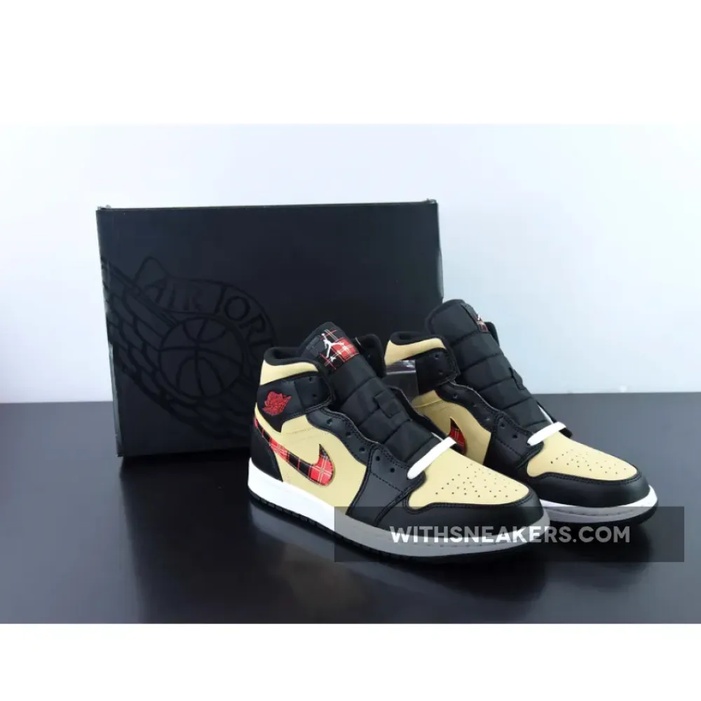 Nike Air Jordan 1 Mid Tartan Tan/Black/Red DZ5329-001