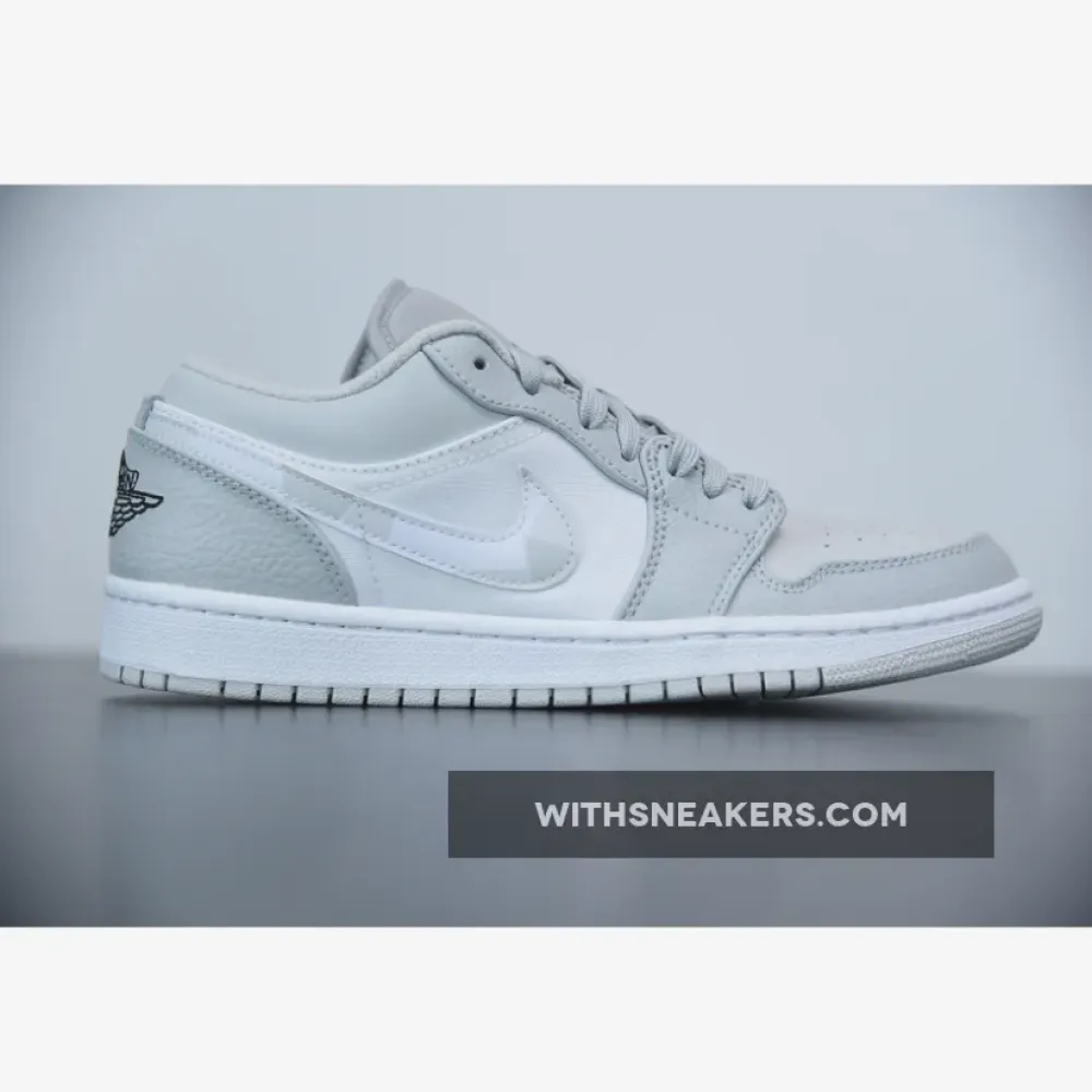 Air Jordan 1 Low Grey Camouflage Sneakers with a Distinctive Design. DC9036-100