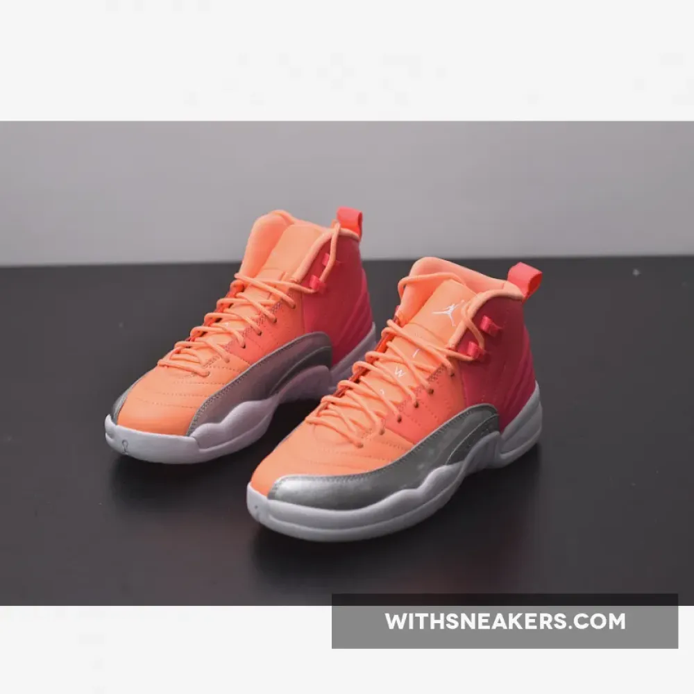 Air Jordan 12 GS Hot Pink Basketball Shoes with Silver Detailing. 510815-601
