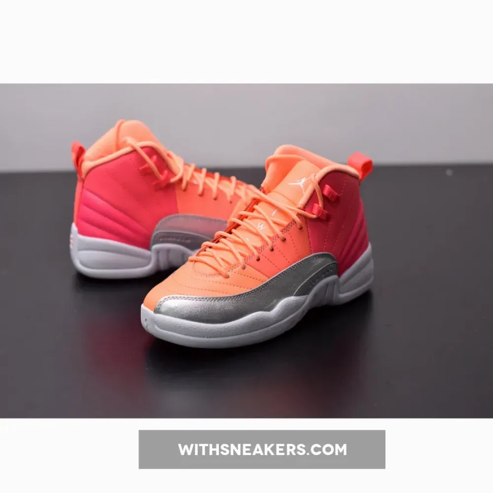 Air Jordan 12 GS Hot Pink Basketball Shoes with Silver Detailing. 510815-601