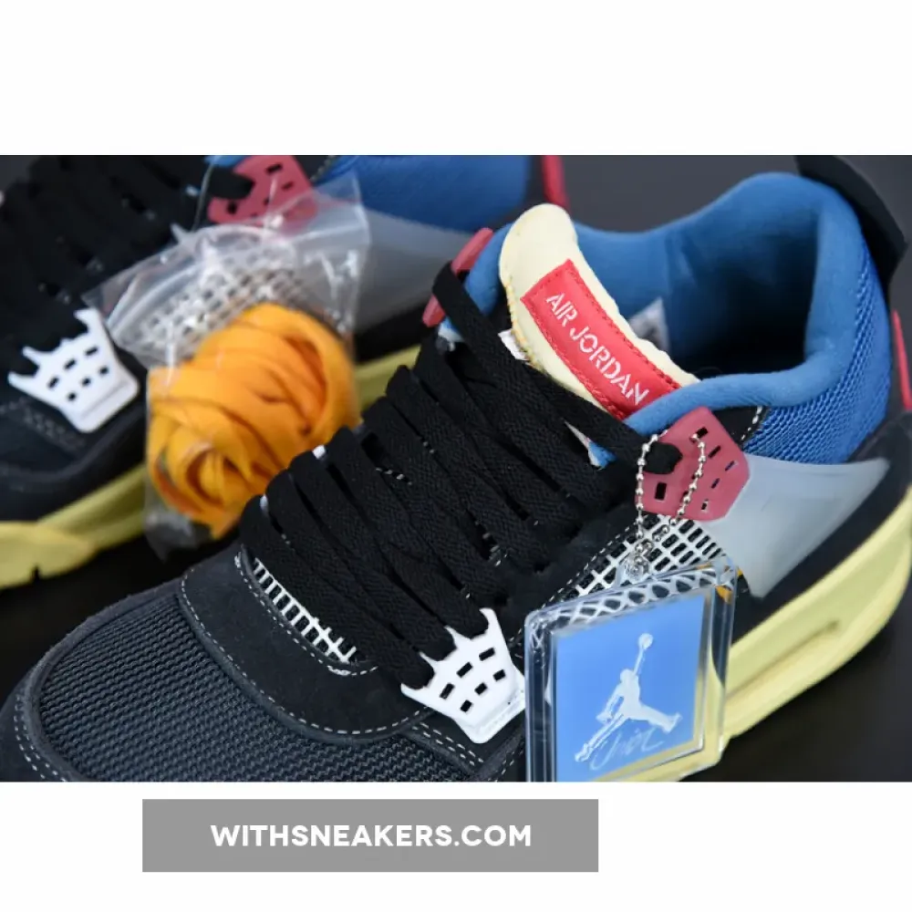 Union x Air Jordan 4 Off Noir/Brigade Blue/Dark Smoke Grey/Light Fusion Red DC9533-001