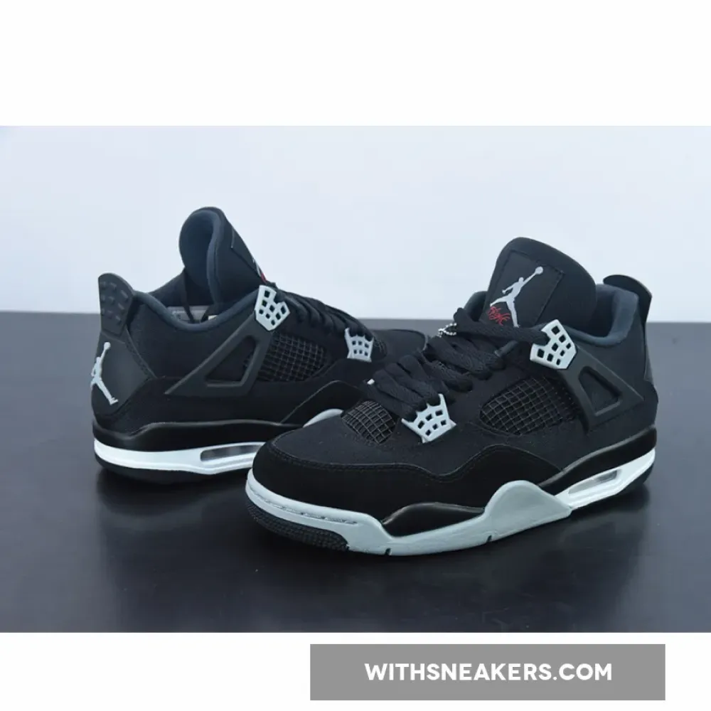 Air Jordan 4 Black Canvas Black/Light Steel Grey/White/Fire Red DH7138-006