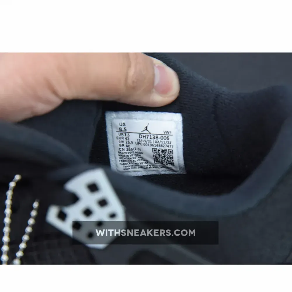 Air Jordan 4 Black Canvas Black/Light Steel Grey/White/Fire Red DH7138-006