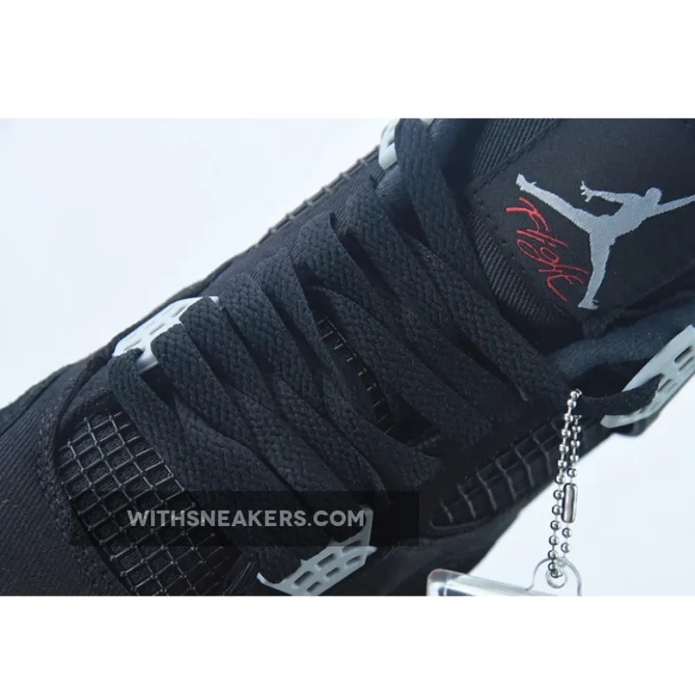Air Jordan 4 Black Canvas Black/Light Steel Grey/White/Fire Red DH7138-006
