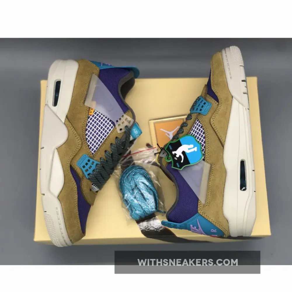 Union Air Jordan 4 - Desert Moss/Turquoise Blue/Purple DJ5718-300