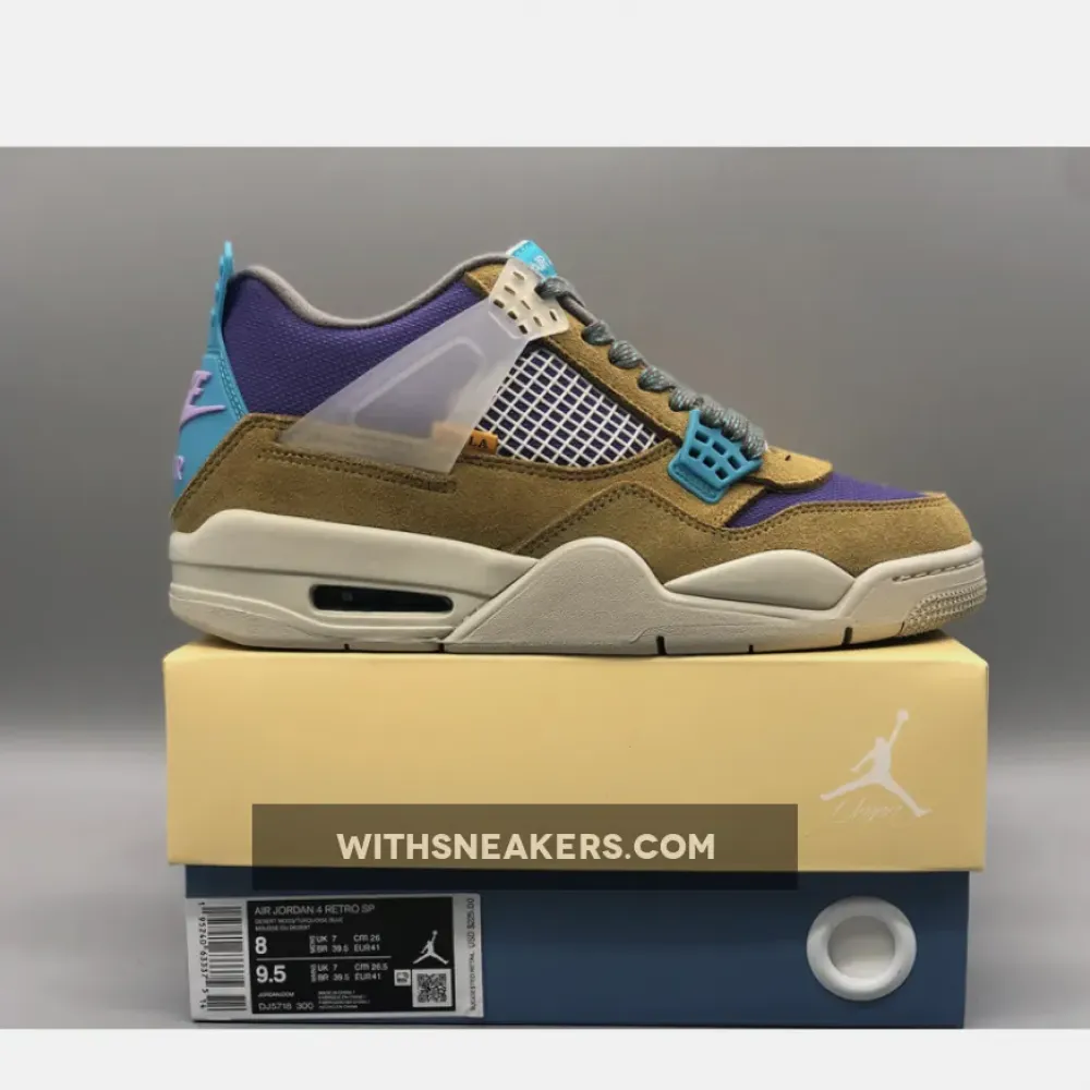 Union Air Jordan 4 - Desert Moss/Turquoise Blue/Purple DJ5718-300