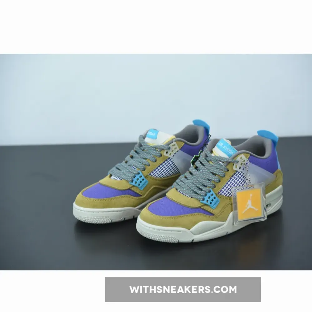 Union Air Jordan 4 - Desert Moss/Turquoise Blue/Purple DJ5718-300