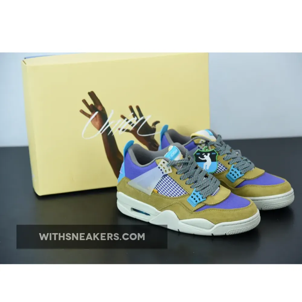 Union Air Jordan 4 - Desert Moss/Turquoise Blue/Purple DJ5718-300