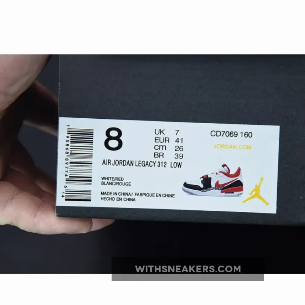 Nike Jordan Legacy 312 Low Black Toe White/Black/Varsity Red CD7069-160
