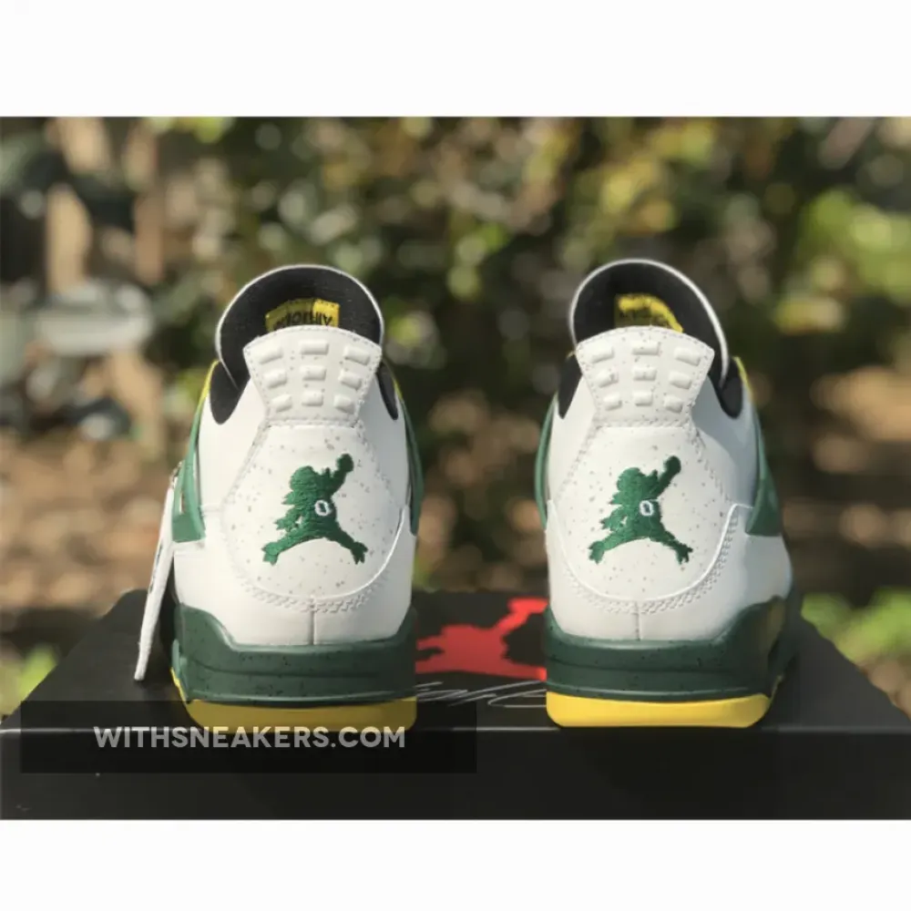 Air Jordan 4 Retro Oregon Ducks Duckman White/Green/Yellow