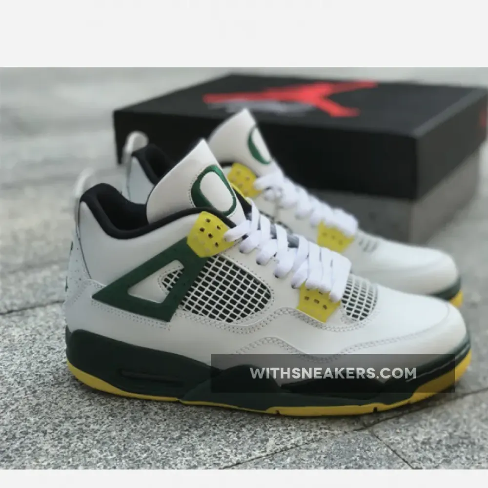 Air Jordan 4 Retro Oregon Ducks Duckman White/Green/Yellow