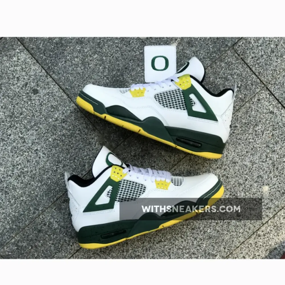 Air Jordan 4 Retro Oregon Ducks Duckman White/Green/Yellow