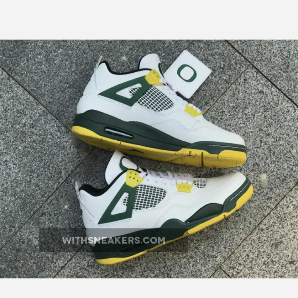Air Jordan 4 Retro Oregon Ducks Duckman White/Green/Yellow