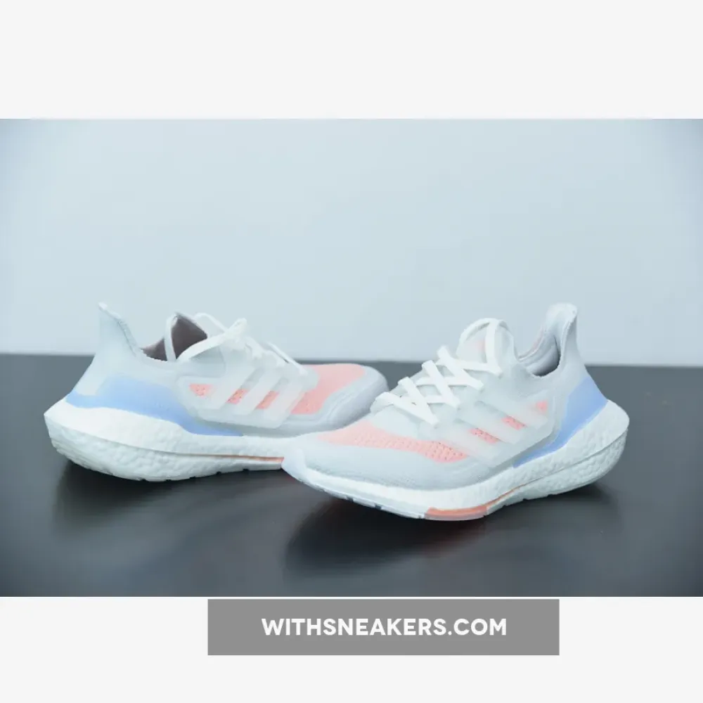 Adidas UltraBoost 21 White Glow Pink Grey/Pink/Blue FY0396