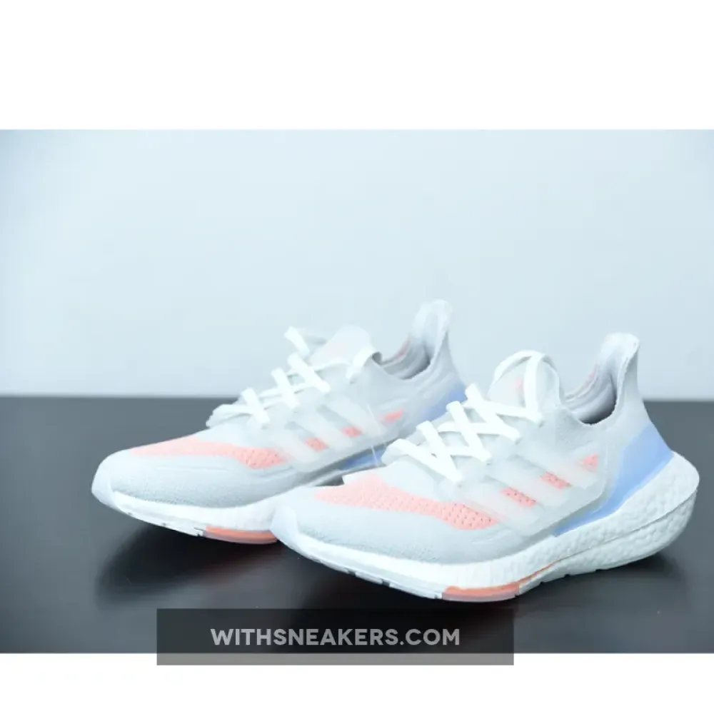 Adidas UltraBoost 21 White Glow Pink Grey/Pink/Blue FY0396